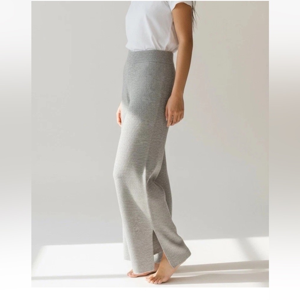NWOT Johnny Was Calme Cashmere Split Leg Wide Leg Pants size XL grey